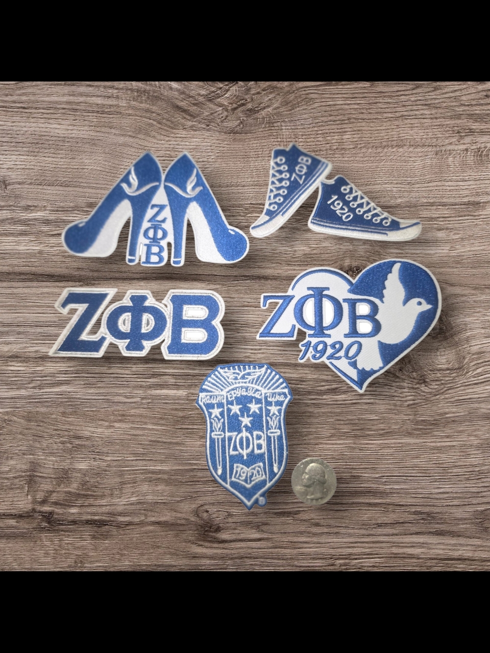 Zeta Phi Beta Sorority Embroidered Iron On Patches - Set Of 5
